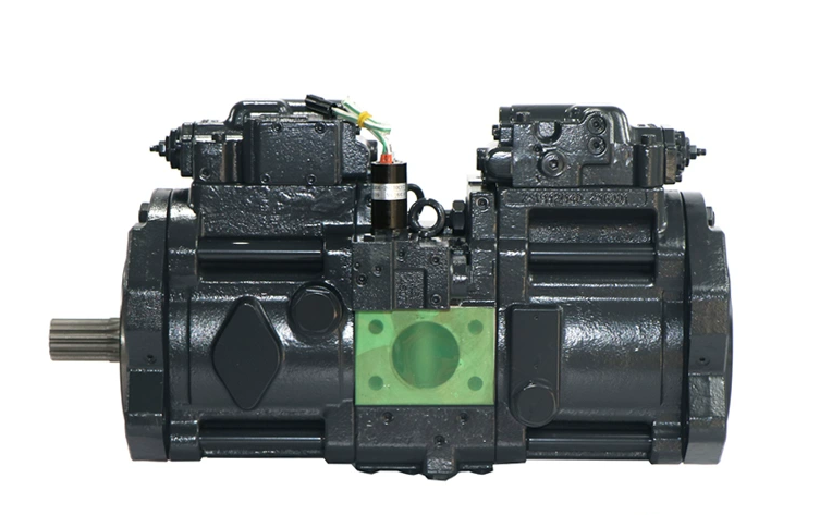 Excavator Doosan DX260 (rear-facing) hydraulic pump assembly K3V112DTP-9N24-14T(PTO) (large inlet)